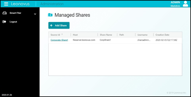 Smart Filer managed shares
